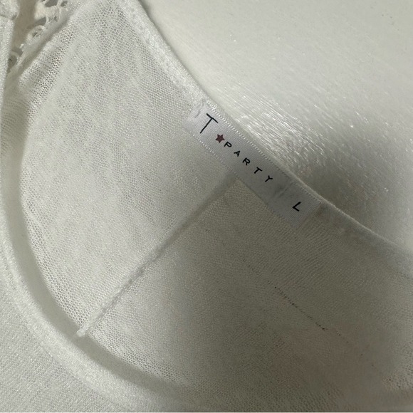 T Party White Lace Cold Shoulder Tunic Top Flutter Sleeve Fairy Boho Ethereal Lg - Picture 10 of 15